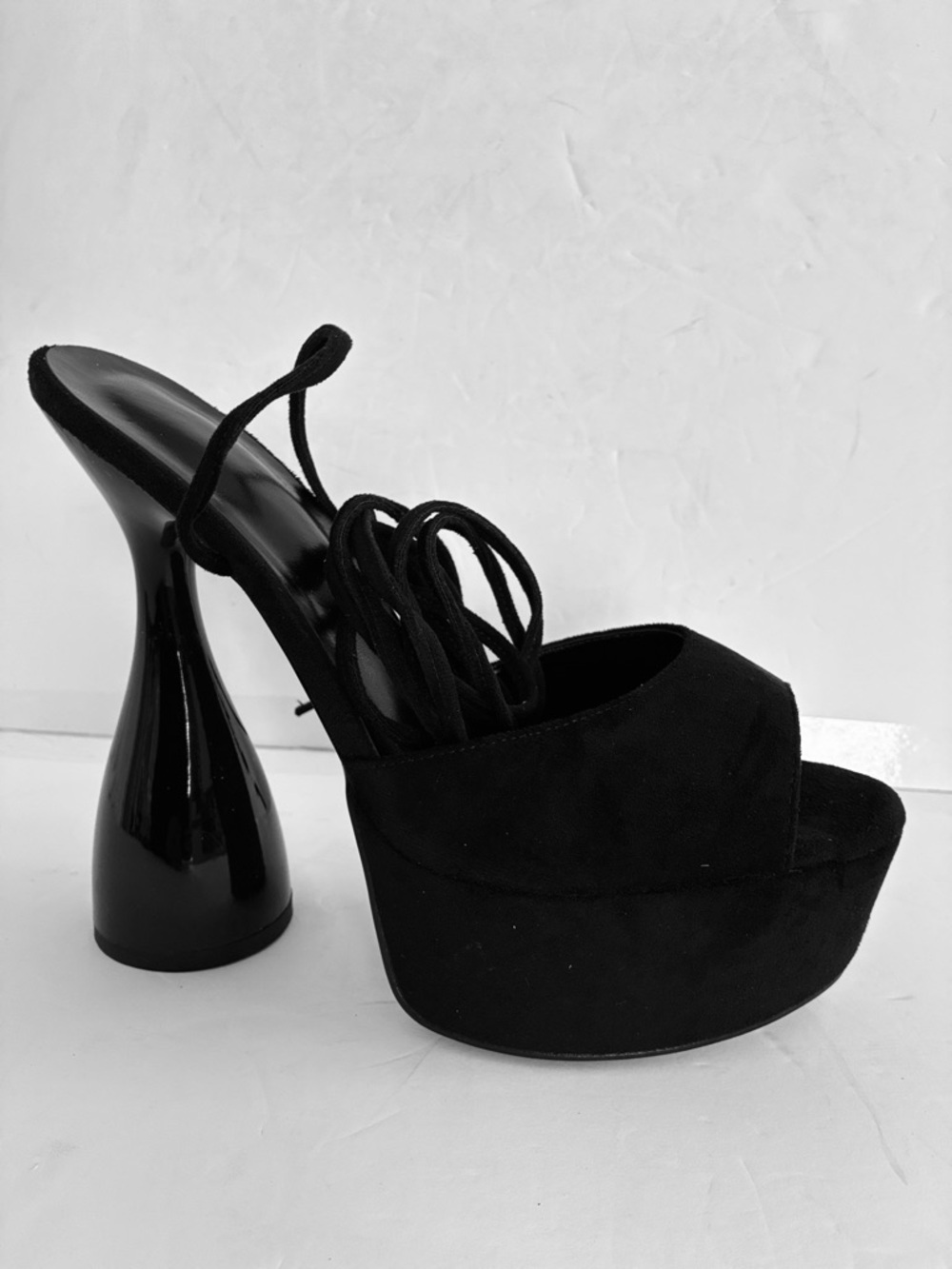Women’s Black Platform Ankle-Tie High Heel Sandals Shoes Size 10 NEW - Picture 9 of 14